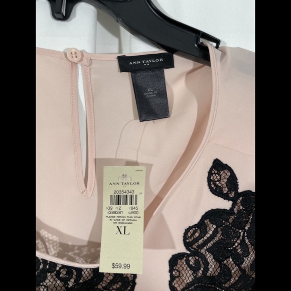 NEW Ann Taylor Pink Sleeveless Chiffon Top Lace XL - Picture 7 of 11
